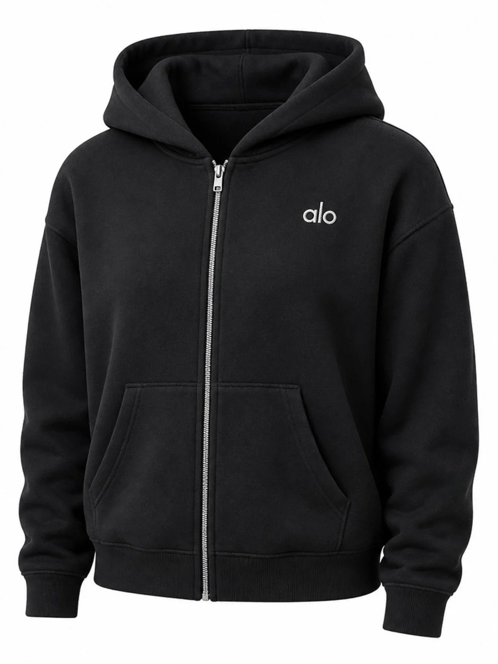 ALO Accolade Black Full-Zip Hoodie (size M/8-10)